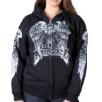 Hot Leathers GLZ4009 Women’s Asphalt Angel Black Zipper Hoodie