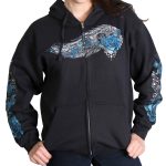 Hot Leathers GLZ4345 Women’s ‘Angel Roses’ Zip Up Hooded Black Sweat Shirt