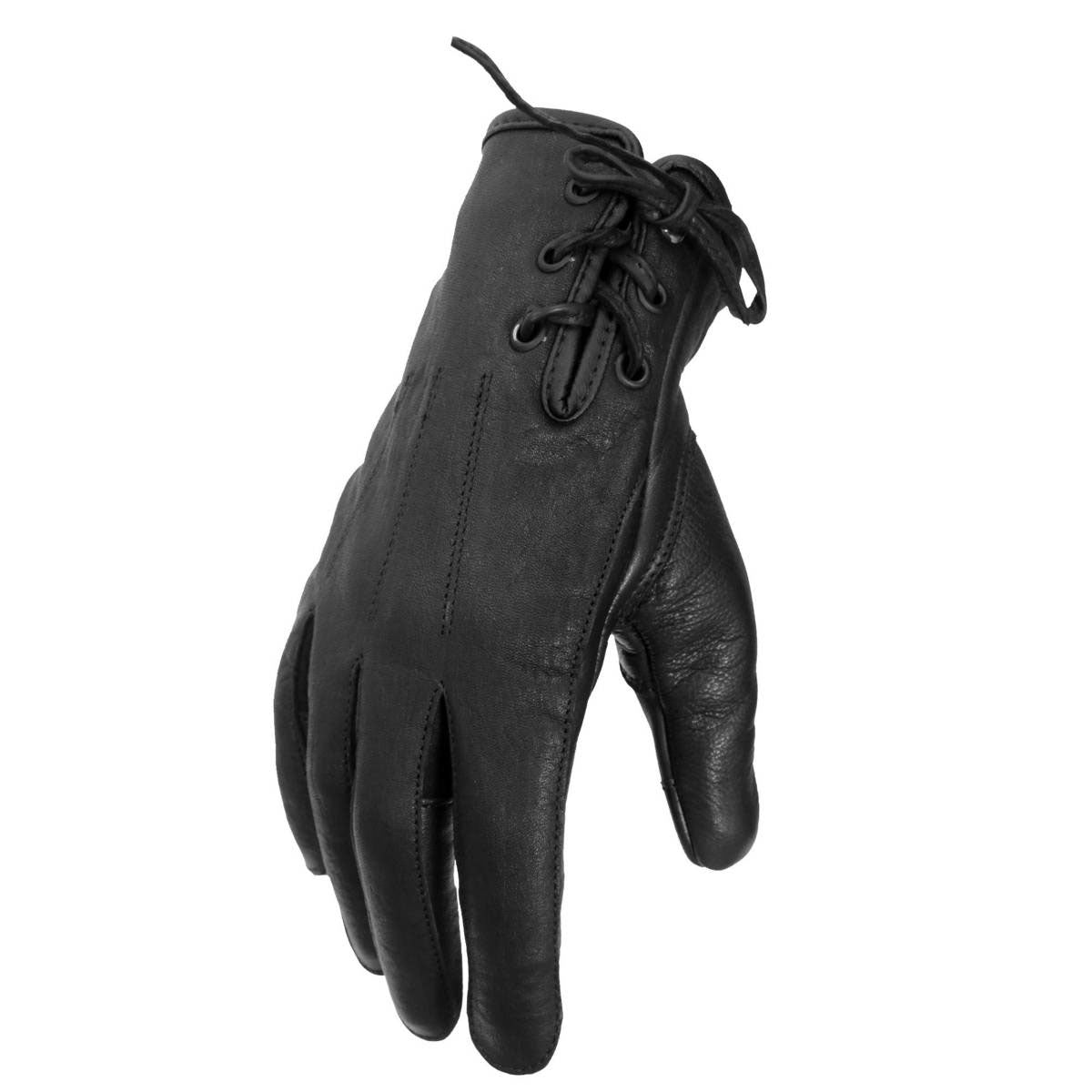 1-gvl1011-a02-web.jpg Hot Leathers GVL1011 Black Side Lace Ladies Leather Glove - Image 1