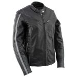 Milwaukee Leather LKL27000 Women’s  Black with Silver Multi Vented Leather Motorcycle Jacket