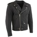 Milwaukee Leather LKM1702 Men’s Vintage Flat Black Motorcycle Biker Leather Jacket w/ CE Armor Protection
