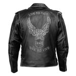 Milwaukee Leather Men’s Live to Ride Classic Black Premium Leather CE Armored Motorcycle Jacket – Side Lace – LKM1706