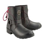 Milwaukee Leather MBL9318 Women’s Black Leather Harness Zip-Up Motorcycle Rider Boots w/ Pink Back Laces