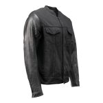 Milwaukee Leather MDM1003 Men’s Black Denim and Leather Sleeves Motorcycle Riders Jacket