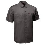 MMCC Men’s Steel Grey Super Duty Classic Mechanic Button Up Shirt – 2 Chest Pockets – Microfiber Panel – MDM11628