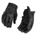 Milwaukee Leather Men’s Black Leather ‘Reflective Skull’ Motorcycle Hand Gloves W/Gel Padded Palm MG7570