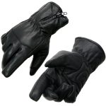 Milwaukee Leather MG7575 Men’s Black Premium Leather Long Wrist Gloves with Zipper Top