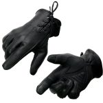 Milwaukee Leather MG7745 Women’s Black Deerskin Laced Wrist Motorcycle Gloves w/ Gel Palm and i-Touch Screen