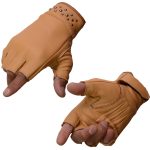 Milwaukee Leather MG7761 Women’s Saddle Leather Gel Palm Fingerless Motorcycle Hand Gloves W/ Stylish ‘Wrist Detailing’