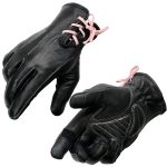 Milwaukee Leather MG7772 Women’s Black/ Fuchsia ‘I – Touchscreen Compatible’ Laced Wrist Motorcycle Hand Gloves W/ Gel Palm