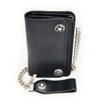 Milwaukee Leather MLW7824 Men’s 6.25″ Western Star Black Bi-Fold Leather Biker Wallet w/ Anti-Theft Stainless Steel Chain
