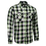 MMCC Radioactive Men’s Black Gray Green Plaid Flannel Shirt – 100% Cotton Long Sleeve Button-Up – MMC11602
