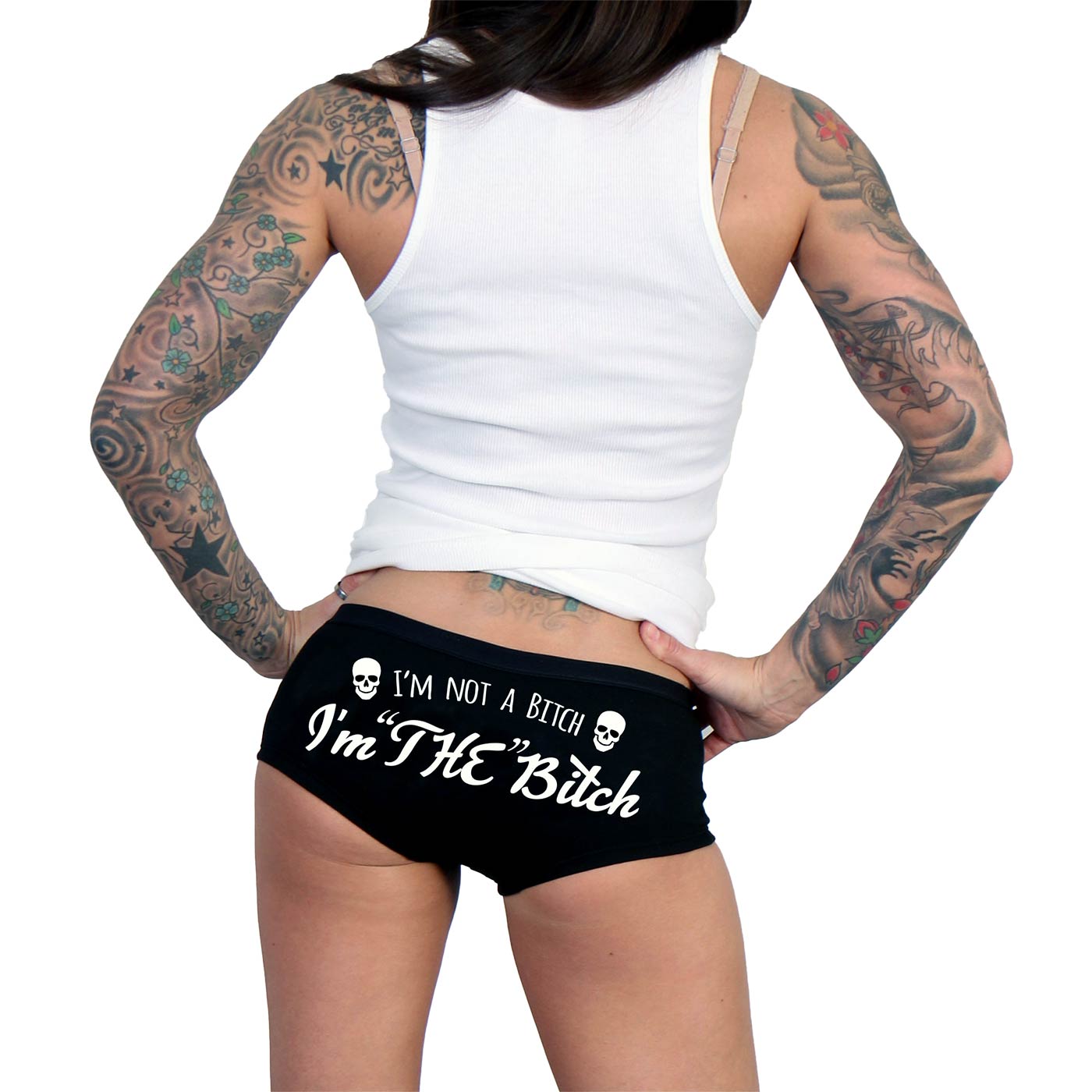 1-mplh222018-ptb7439.jpg Hot Leathers PTB7439 I’m “THE” Bitch Ladies Boy Shorts - Image 1