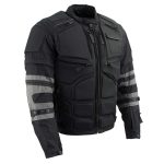 Milwaukee Leather Men’s Morph Black/Grey Textile Motorcycle Jacket w/ CE Armor, Removable Sleeves – MPM17026