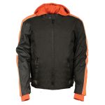 NexGen SH2035 Men’s Black and Orange Nylon Racer Jacket with Hoodie