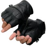 Milwaukee Leather SH462 Men’s Black Leather Gel Palm Fingerless Motorcycle Hand Gloves W/ Soft and Stylish ‘Knuckle Pads’