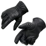Milwaukee Leather SH734 Men’s Black Thermal Lined Leather Motorcycle Gloves w/ Cinch Wrist Closure