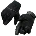 Milwaukee Leather SH791 Men’s Black Leather and Black Mesh Combo Racing Motorcycle Hand Gloves W/ Elasticized Fingers