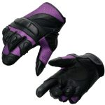 Milwaukee Leather SH802 Women’s Black and Purple Leather with Mesh Combo Racing Gloves