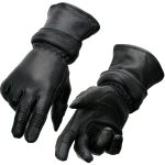 Milwaukee Leather SH870 Women’s USA Deerskin Black Leather Gauntlet Winter Gloves w/ Gel Palm