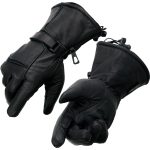 Milwaukee Leather Men’s Black Soft Leather Gauntlet Motorcycle Hand Gloves-Waterproof Gel Palm Reflective Piping SH873