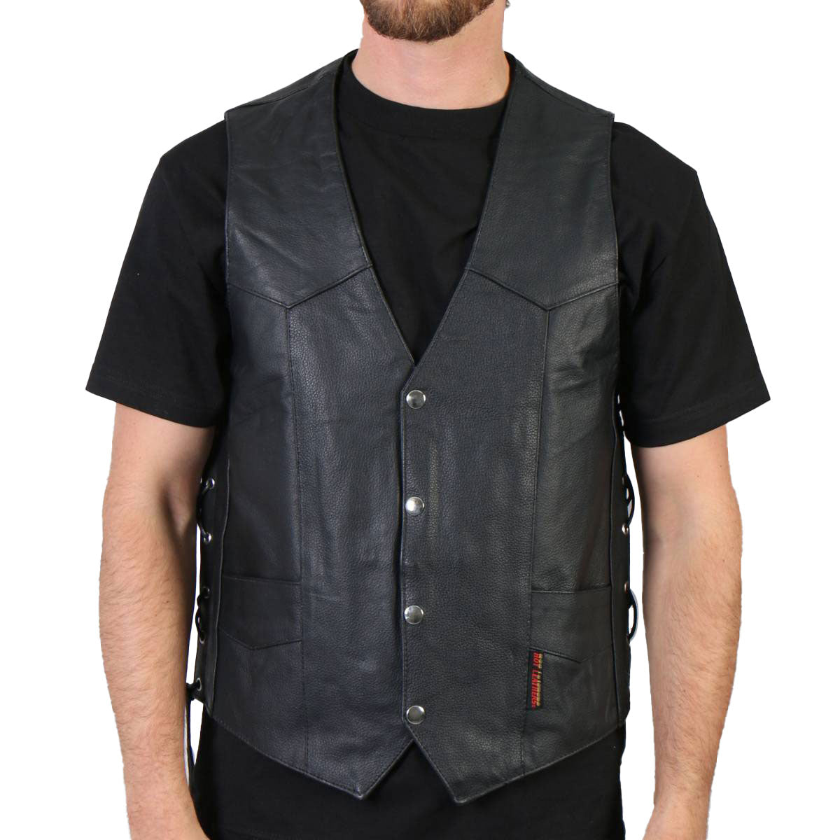1-vsm1022-m01-bill.jpg Hot Leathers VSM1022 Men’s Black ‘Conceal and Carry’ Leather Vest - Image 1