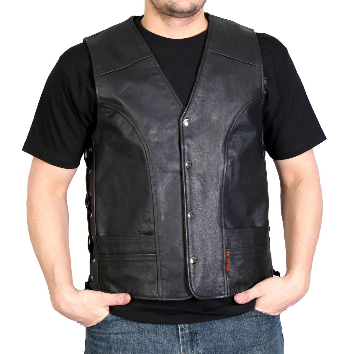 1-vsm1030-m01-jappl.jpg Hot Leathers VSM1030 Men’s Black ‘Conceal and Carry’ Leather Vest - Image 1