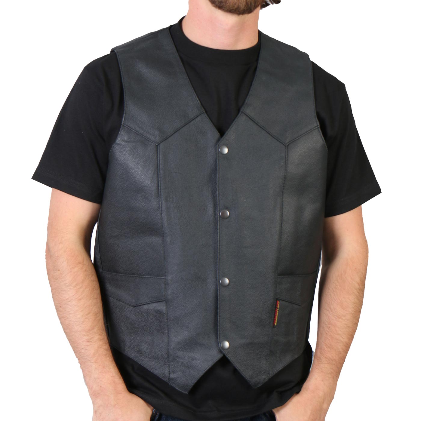 1-vsm1032-m01-bill.jpg Hot Leathers VSM1032 Men’s Black ‘Classic’ Leather Vest - Image 1
