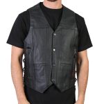 Hot Leathers VSM1034 Men’s Black ’10 Pocket’ Cowhide Leather Vest