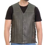 Hot Leathers VSM1041 Men’s Rub-Off Grey ‘Side Lace’ Club Leather Vest