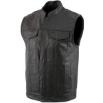 USA Leather 1205 Men’s Black ‘Combat Style’ Motorcycle Biker Leather Vest
