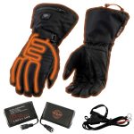 Milwaukee Leather MG17501SET Men’s Heated Black Leather/Textile Winter Gloves /Harness Wire and i-Touch