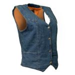 Milwaukee Leather MDL4000 Women’s Blue Plain Side 4 Snap Front Denim Vest