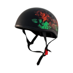 ZOX ST-225A ‘Retro Old School’ Roses Matte Grey Motorcycle Half Helmet