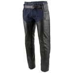 Milwaukee Leather LKM5724 Men’s Black Braided Premium Leather Classic Fit Leather Chaps w/ Elastic Panel