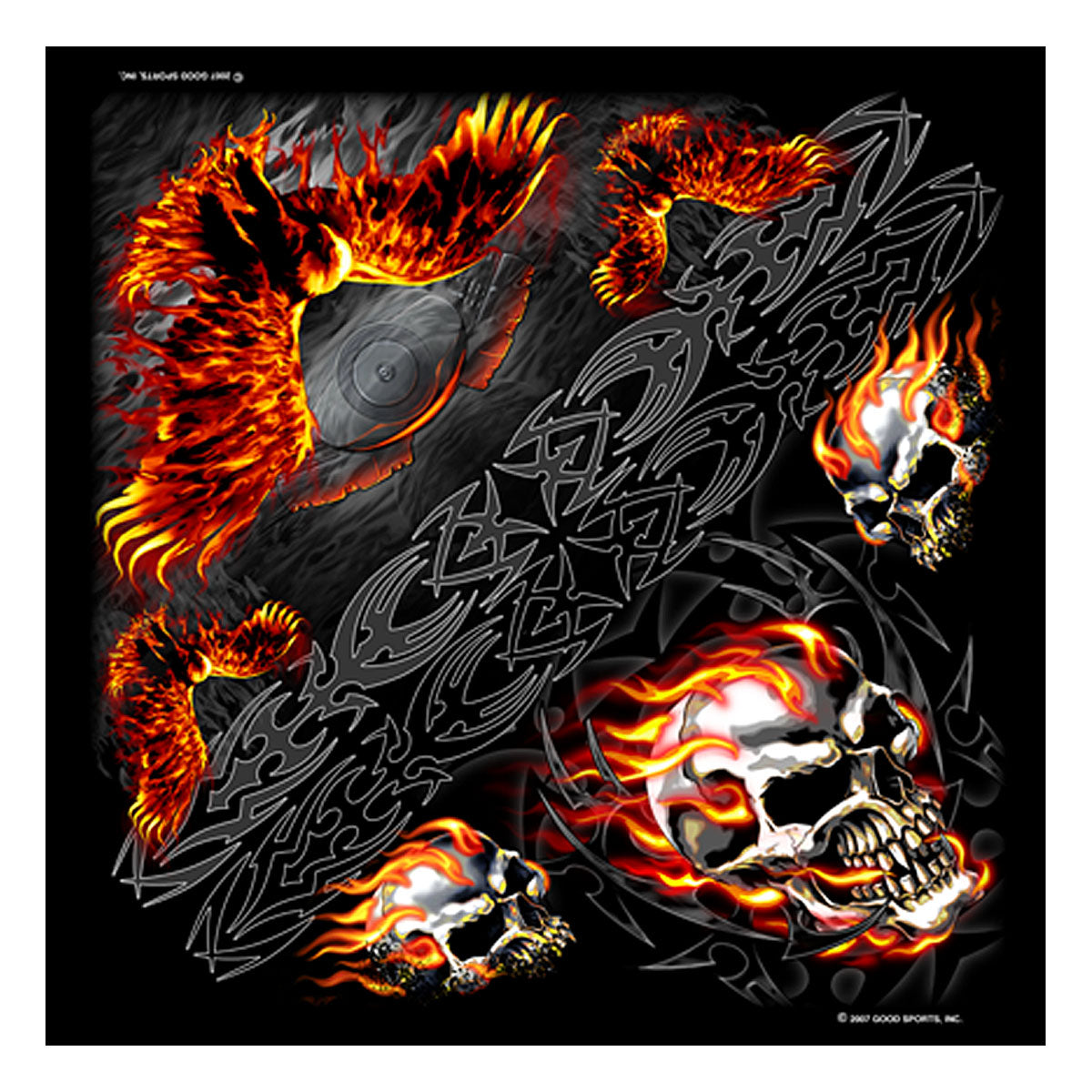 bab1014-a01.jpg Hot Leathers BAB1014 Burning Skull and Eagle Bandana - Image 1