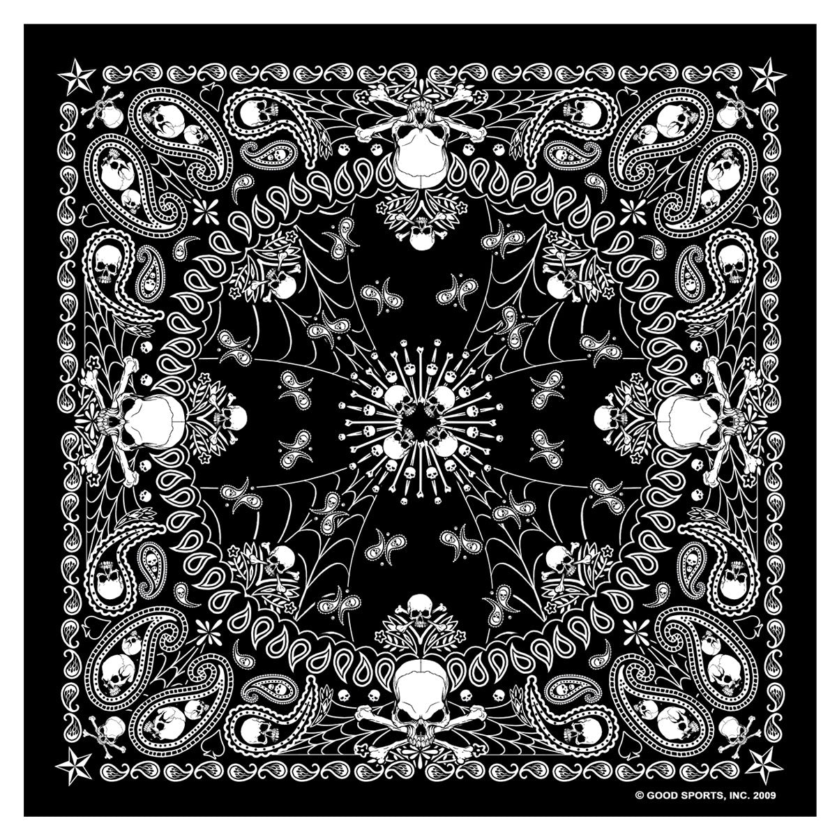 bab1039-a01.jpg Hot Leathers BAB1039 Black Paisley Skull Bandana - Image 1