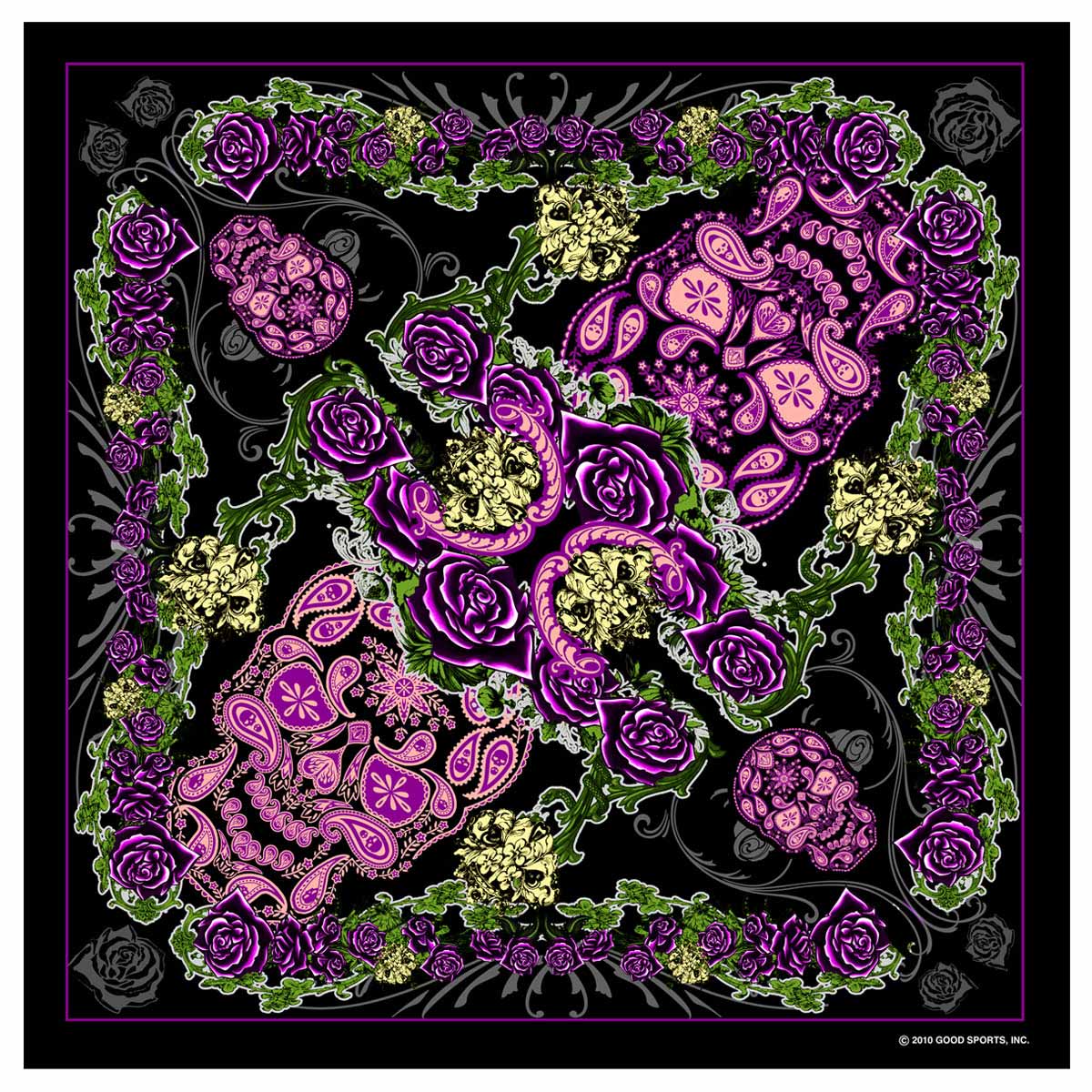 bab1048-a01-web.jpg Hot Leathers BAB1048 Paisley Skull Bandana - Image 1