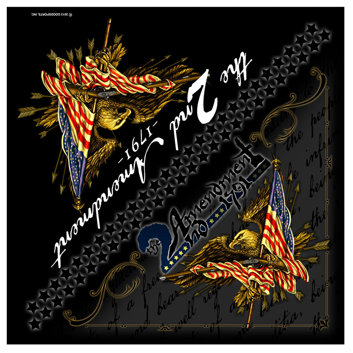bab1067-a01.jpg Hot Leathers BAB1067 2nd Amendment Bandana - Image 1