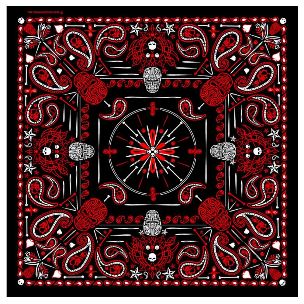 bab1070-a01.jpg Hot Leathers BAB1070 Red Paisley Skulls Bandana - Image 1