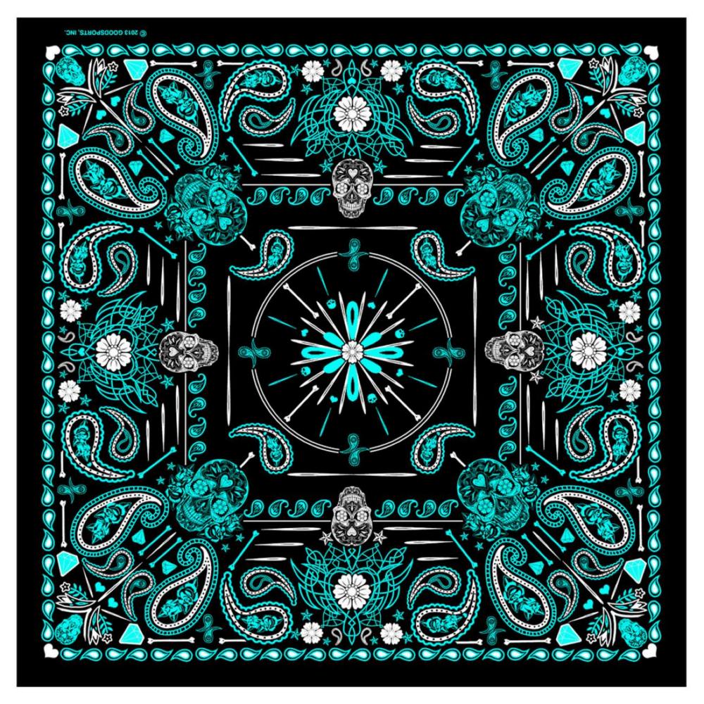 bab1072-a01.jpg Hot Leathers BAB1072 Ladies Blue Paisley Skulls Bandana - Image 1