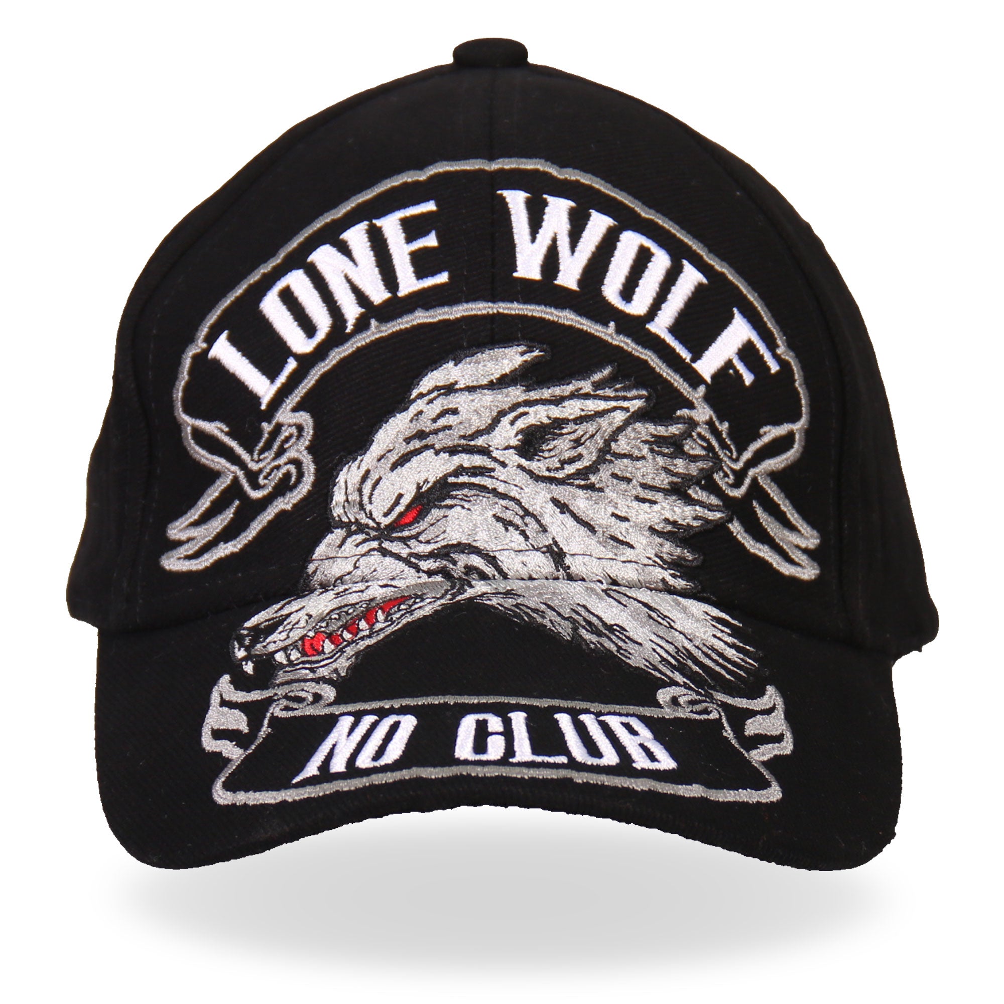 bca1030-a01.jpg Hot Leathers BCA1030 Lone Wolf No Club Ball Cap - Image 1