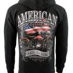 Biker Clothing Co. BCC118001 Men’s Black ‘American Made-Free To Ride’ Motorcycle Hoodie