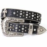 Hot Leathers BLA1074 Cross, Studs and Rhinestones Leather Belt