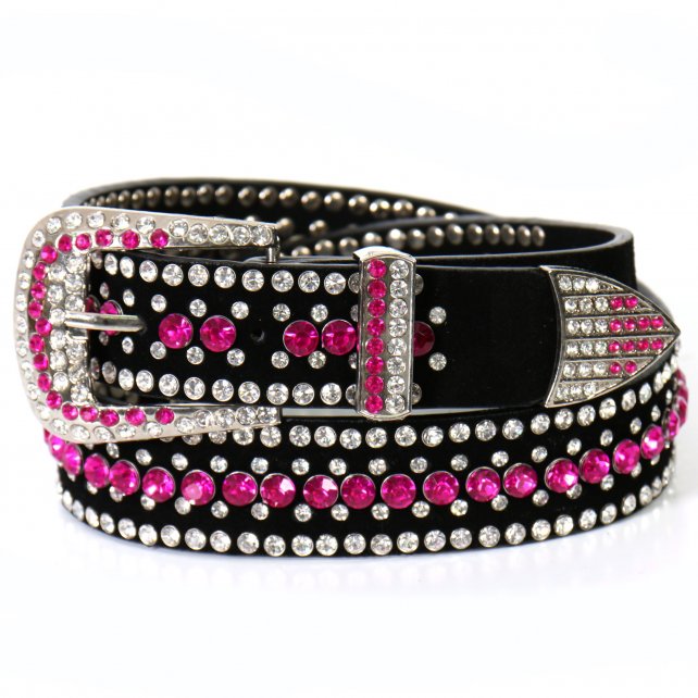 bla1081-a01.jpg Hot Leathers BLA1081 Ladies Pink Rhinestone Leather Belt - Image 1