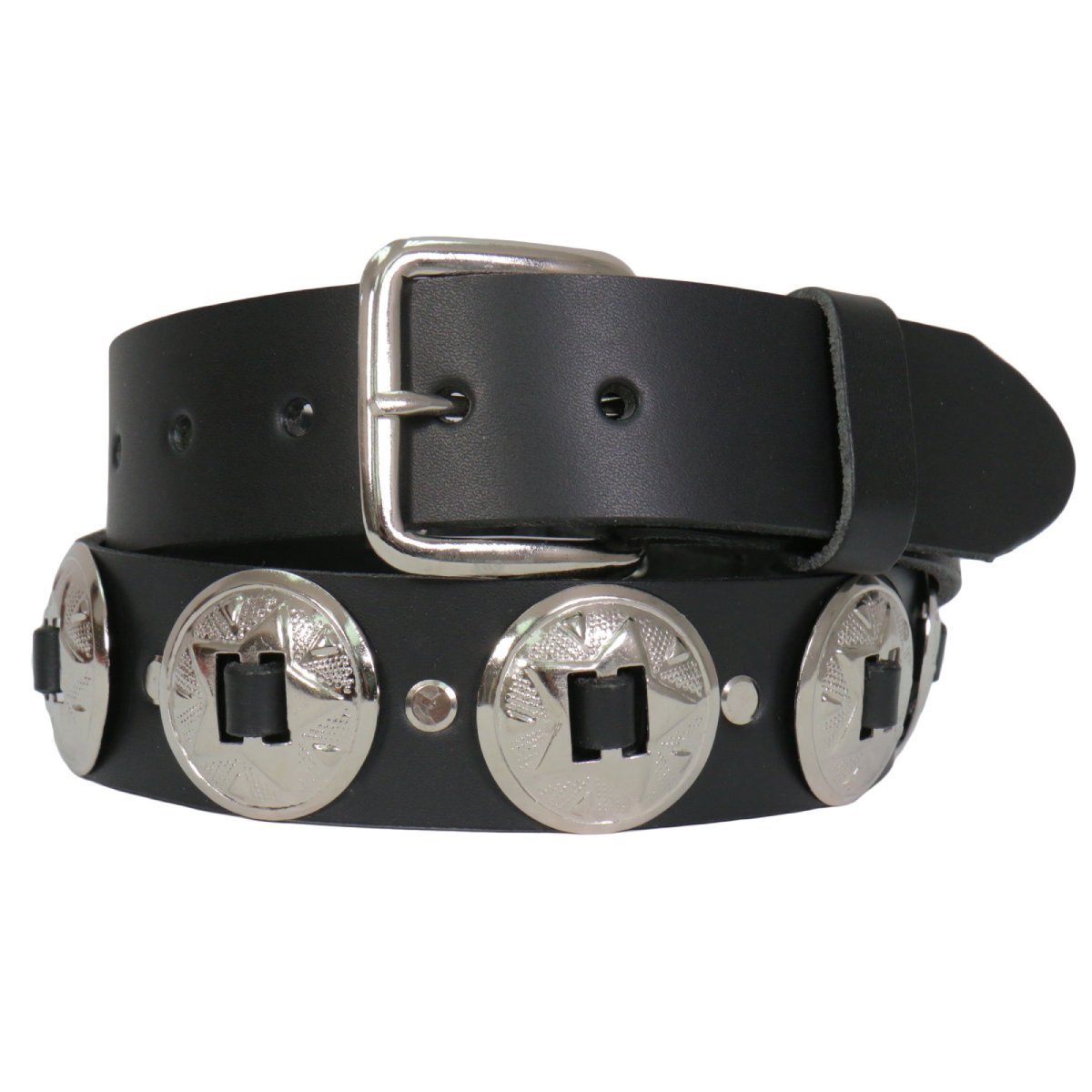 bla1124-a01.jpg Hot Leathers BLA1124 Heavy Leather Concho Belt - Image 1