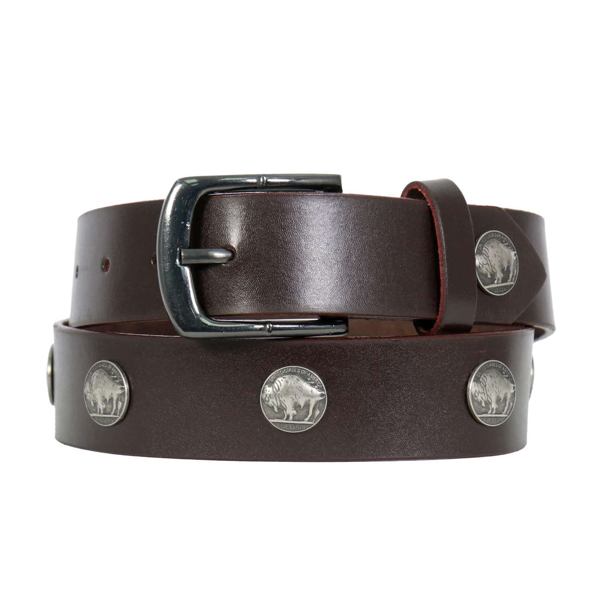 bla1131-a01_20_1200x1200_d1aace35-b717-4ec4-a225-95fb8b1e5892.jpg Hot Leathers Buffalo Nickel Brown Leather Belt BLA1131 - Image 1