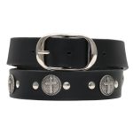 Hot Leathers BLA1132 Men’s Don’t Thread On Me Black Leather Belt w/ Interchangeable Buckle – 1.5 inches Wide