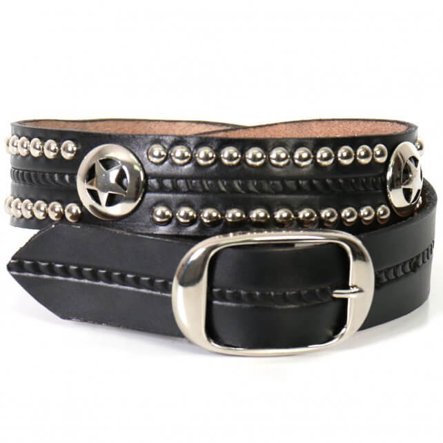 ble1010-a01.jpg Hot Leathers BLE1010 Western Star and Studs Black Leather Belt - Image 1