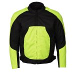 M Boss Motorcycle Apparel BOS11701 Men’s High-Vis Green Nylon Motorcycle Racer Riding Jacket with Mesh Panel Black